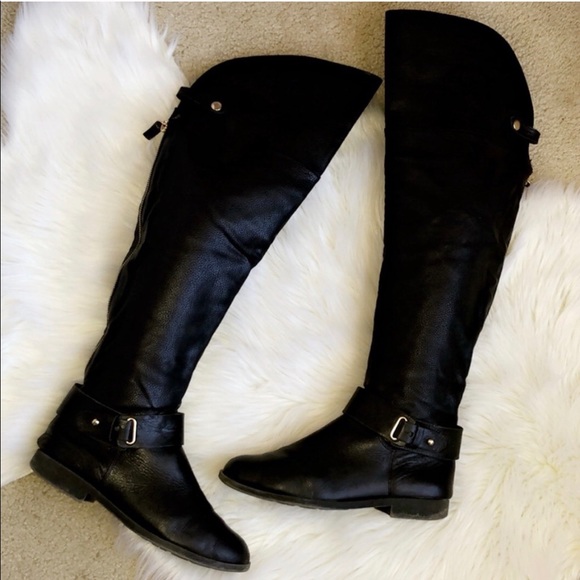 Aldo Shoes - ALDO Black Leather Over the Knee Thigh High Boots